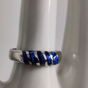 Sterling silver opals channel ring